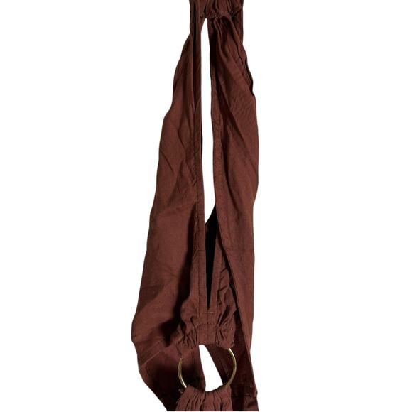 WeWoreWhat Brown Shell Chain Halter Beach Resort Linen Midi Dress Size Medium - Picture 7 of 8